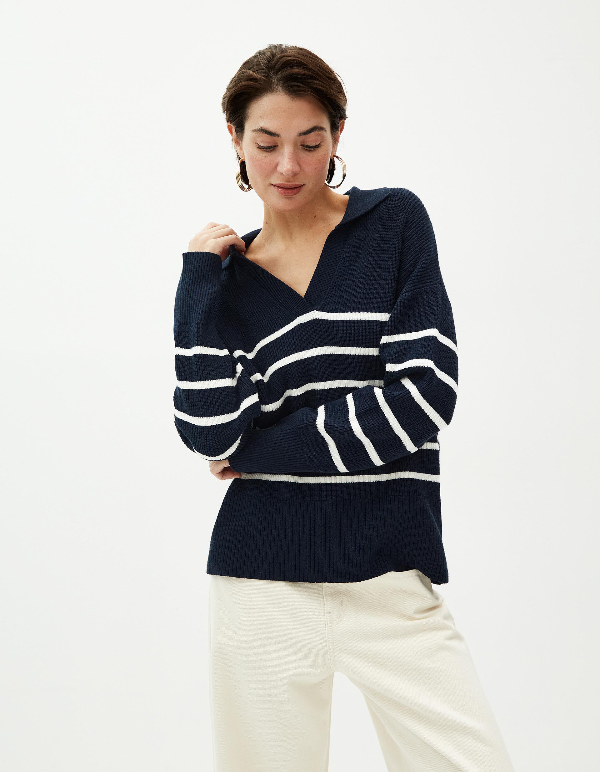 Camisola de Malha Polo, Mulher, Azul Escuro