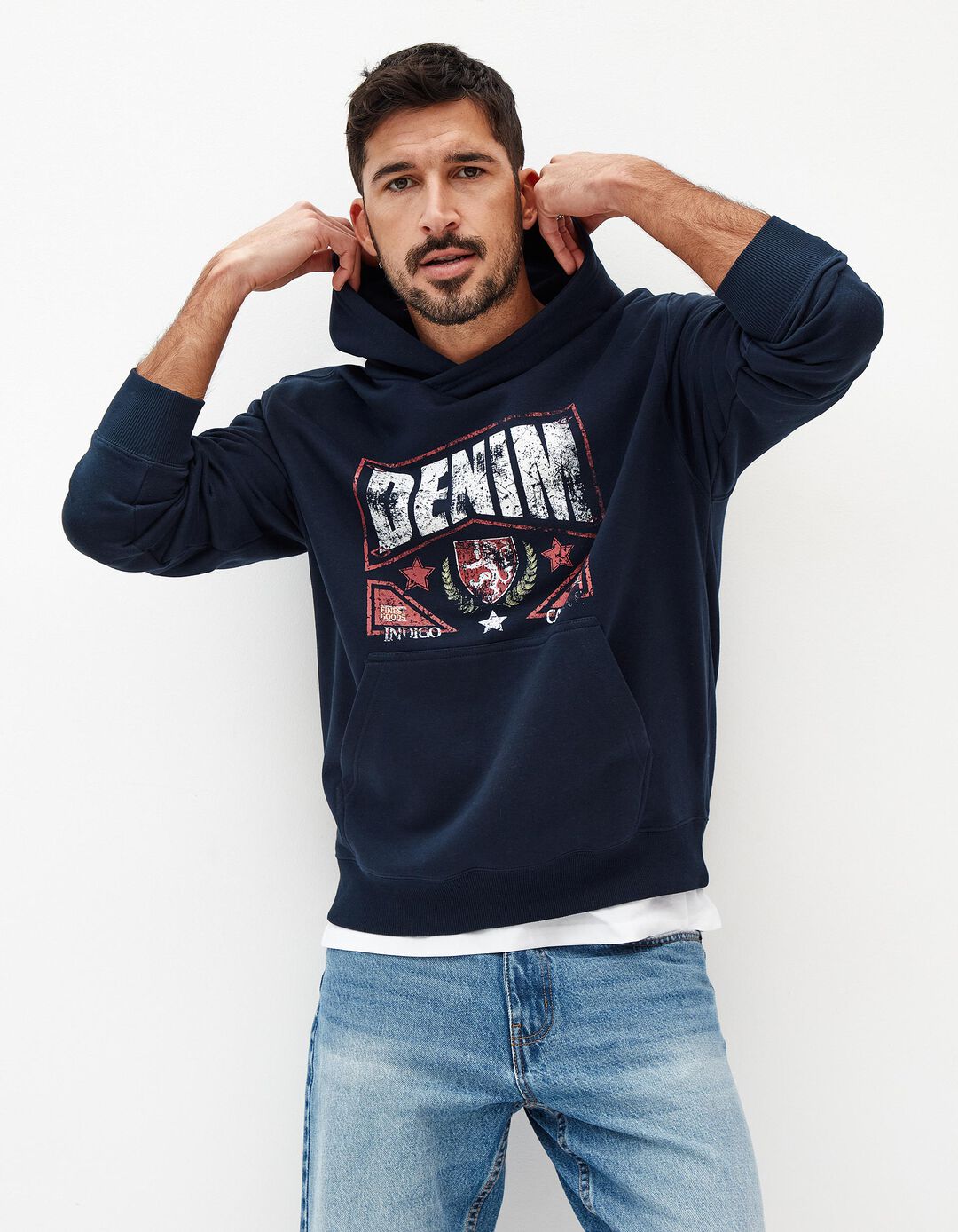 Sweatshirt Capuz, Homem, Azul Escuro