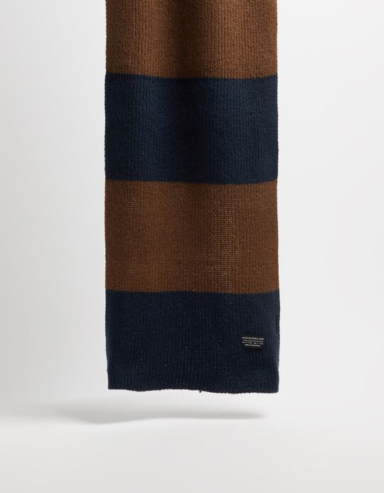 Comprar Online Cachecol Malha Riscas, Homem, Castanho