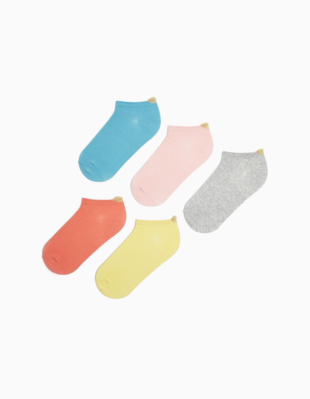 Pack 5 Pares de Meias Tornozelo, Menina, Multicor 