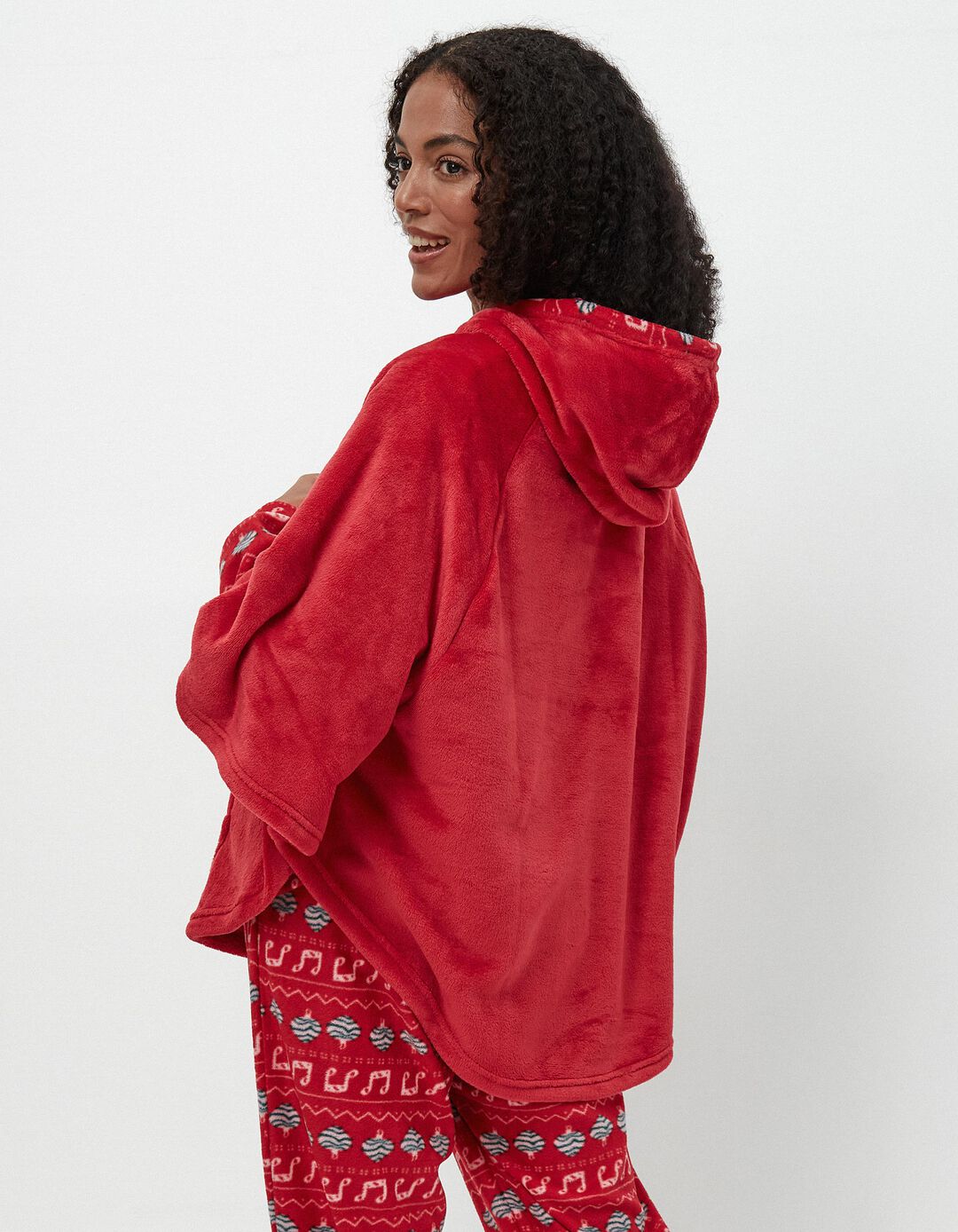 Poncho Capuz Natal, Mulher, Vermelho