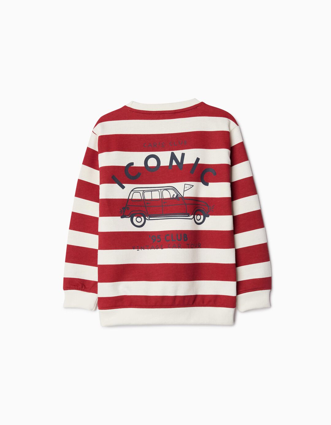 Sweatshirt Fleece Riscas, Menino, Vermelho Escuro