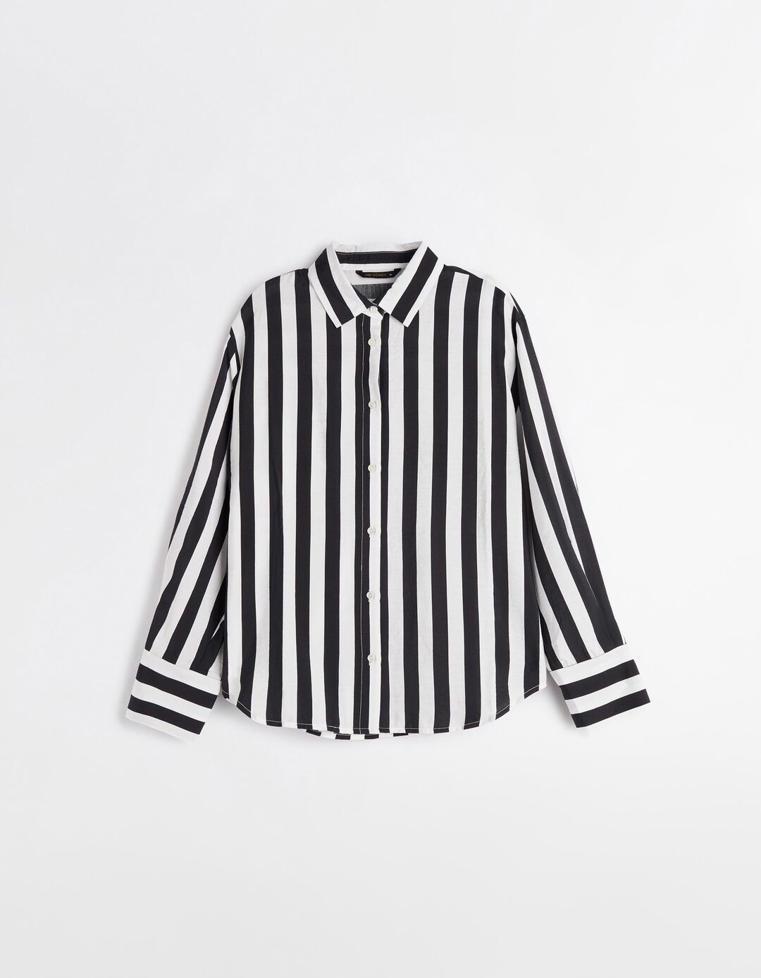 Camisa de Manga Comprida Riscas, Mulher, Preto