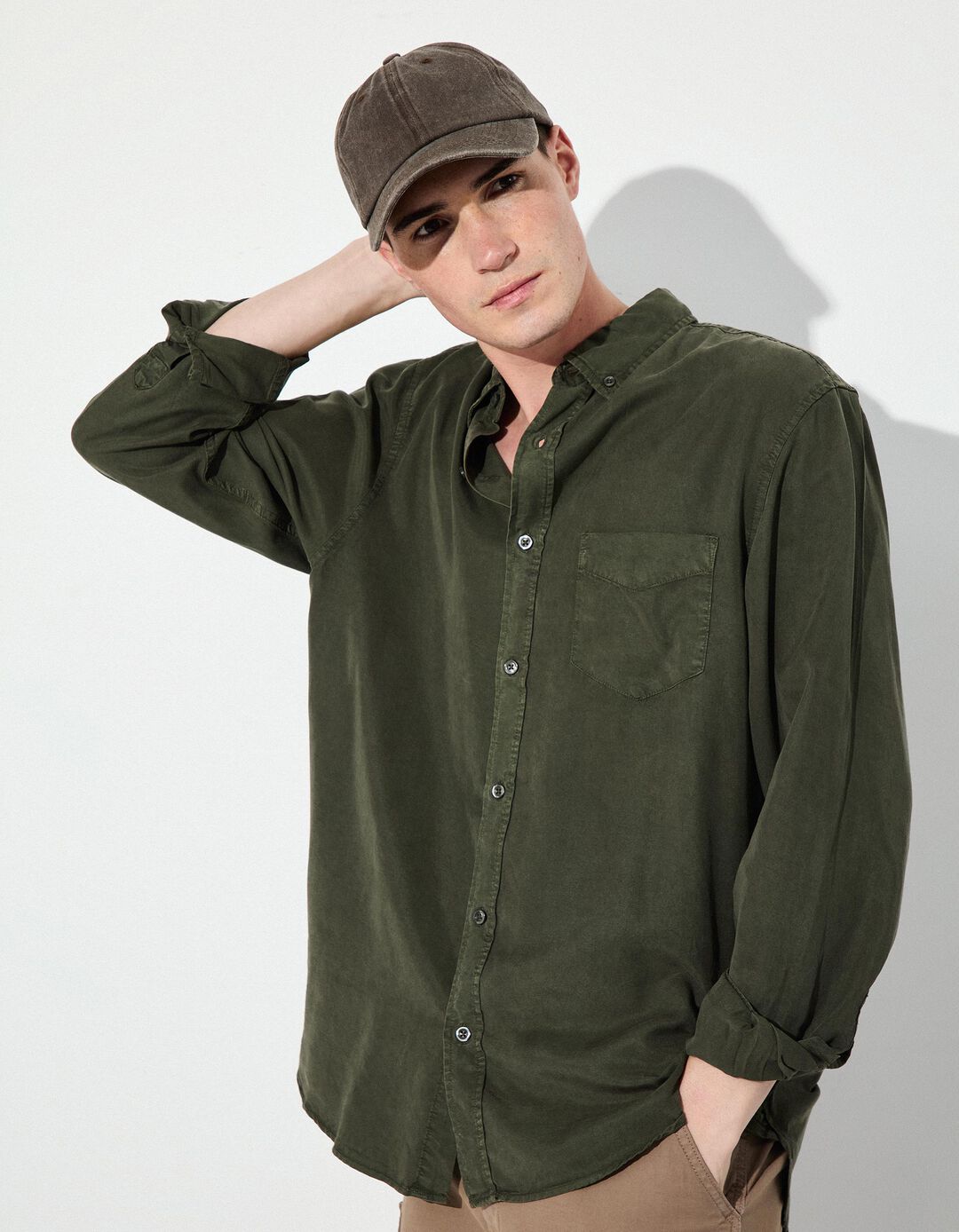 Camisa, Homem, Verde Escuro