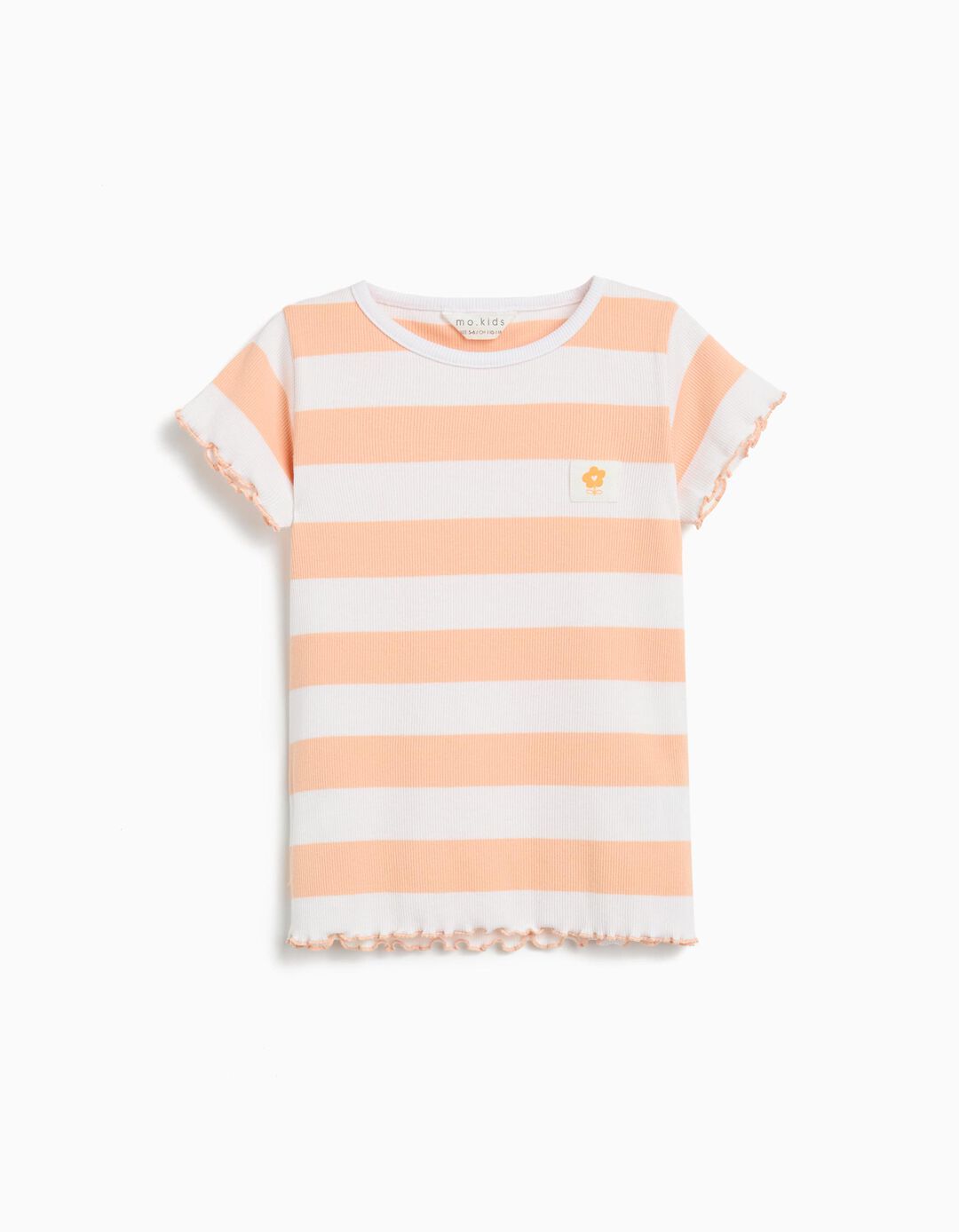 T-shirt Riscas, Menina, Coral Claro 