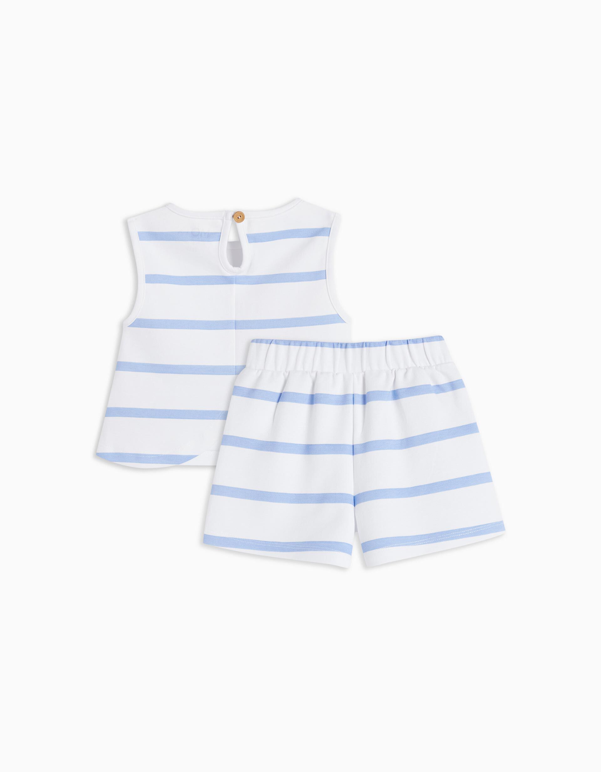 Comprar Online Conjunto Top + Cal&ccedil;&otilde;es Riscas, Beb&eacute; Menina, Azul Claro