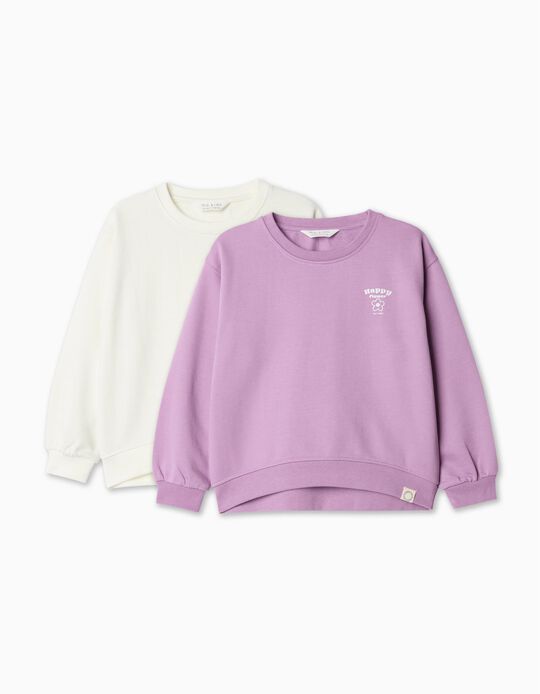 Comprar Online Pack 2 Sweatshirts de Felpa, Menina, Lilás/Bege Claro