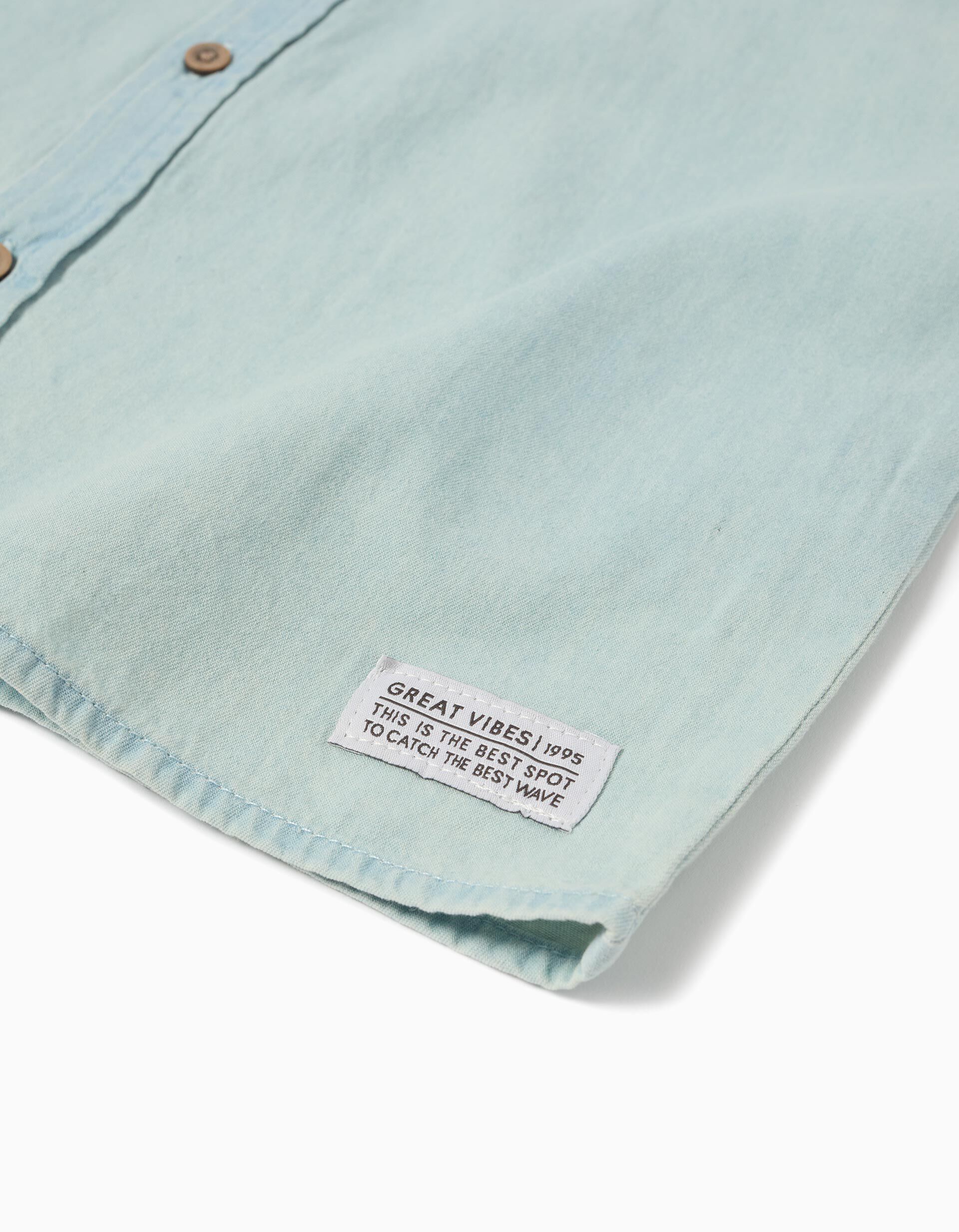 Camisa de Ganga, Menino, Azul Claro