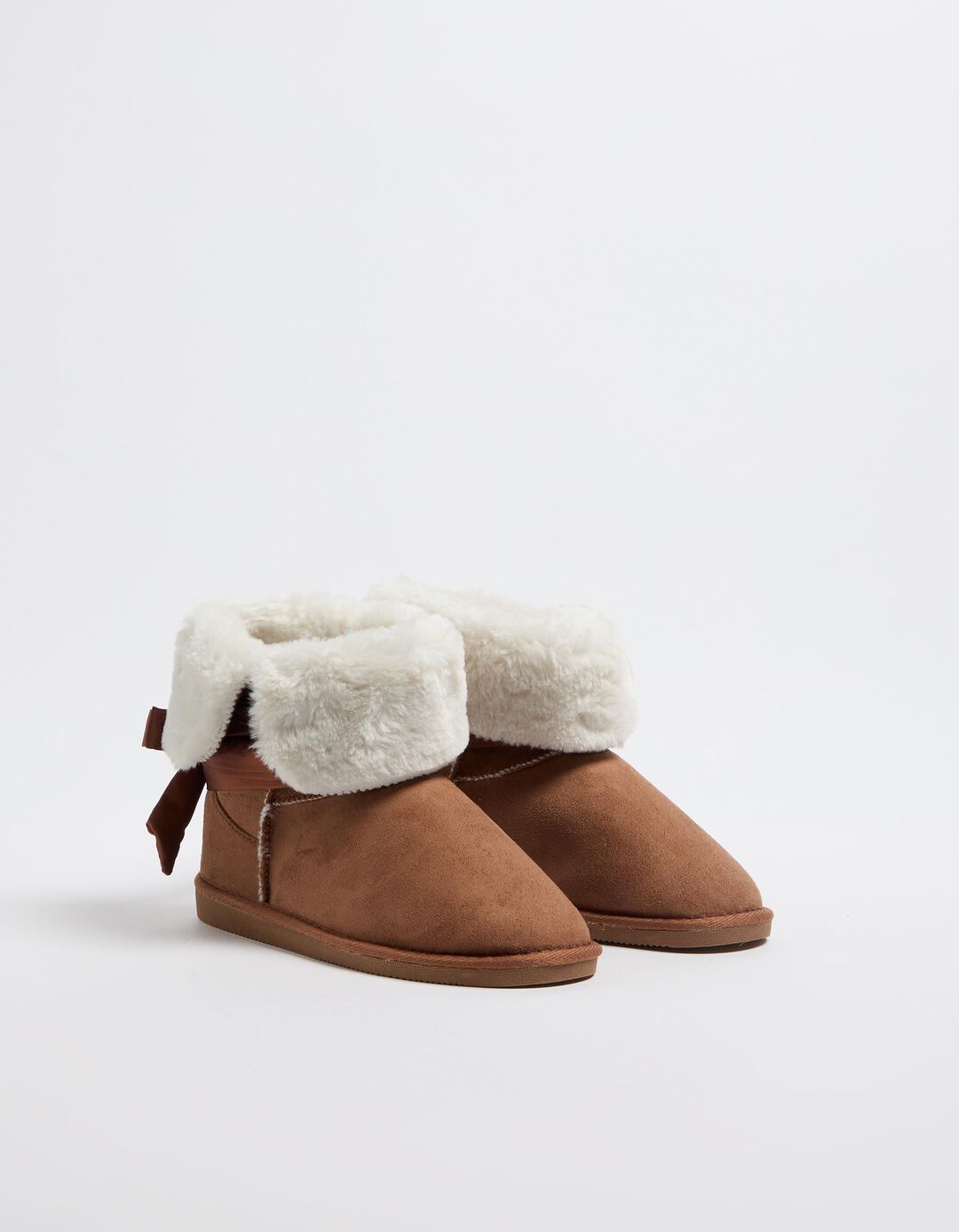 Botas Fitas Interior Pelo, Mulher, Bege