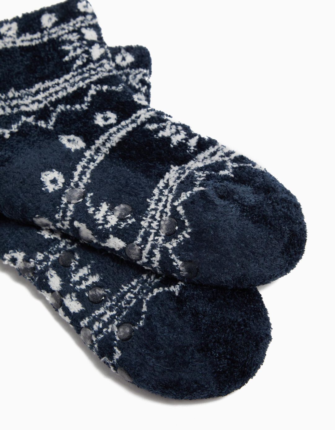 Meias Antiderrapantes Natal Chenille, Menino, Azul Escuro 