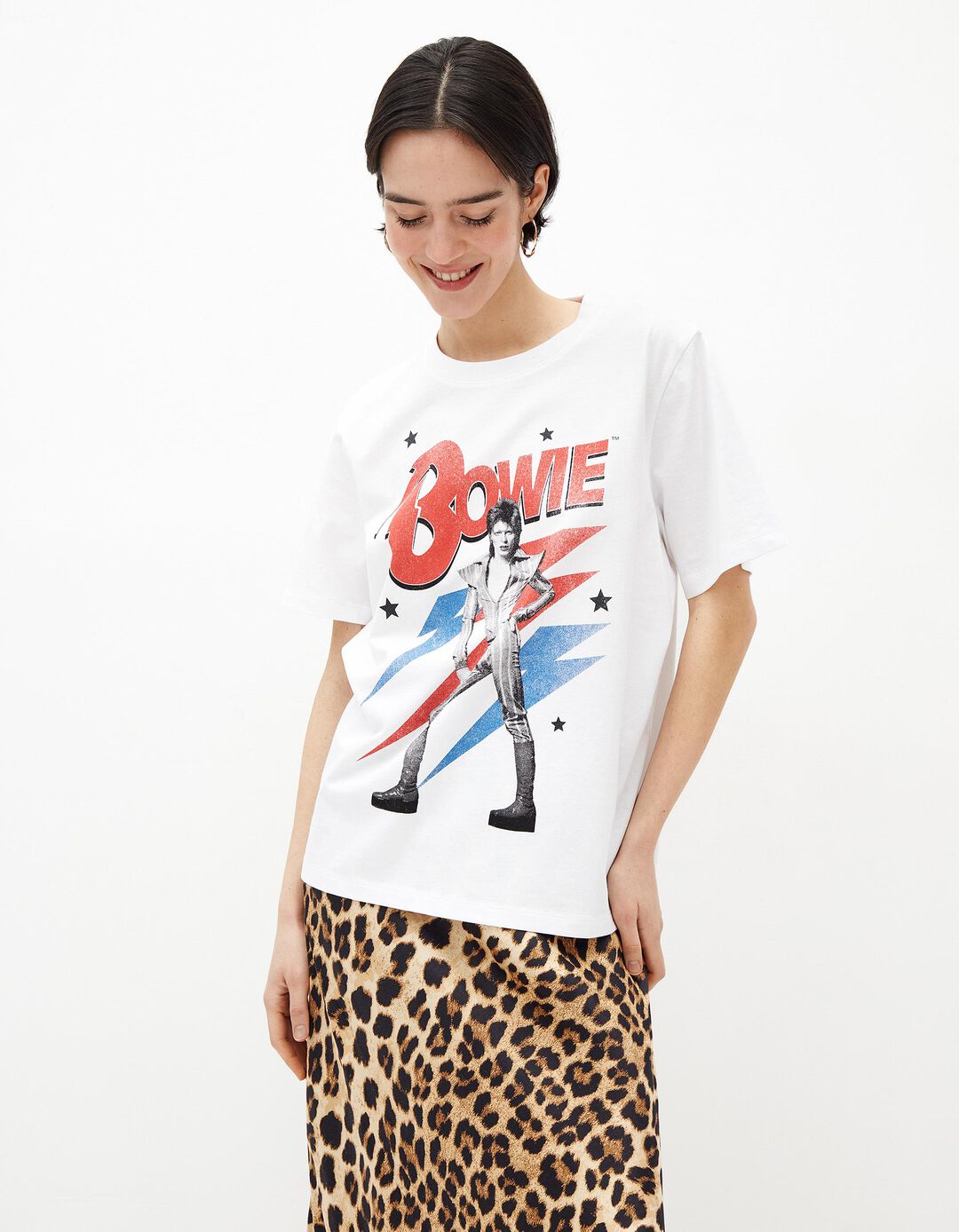 T-shirt 'Bowie', Mulher, Bege Claro