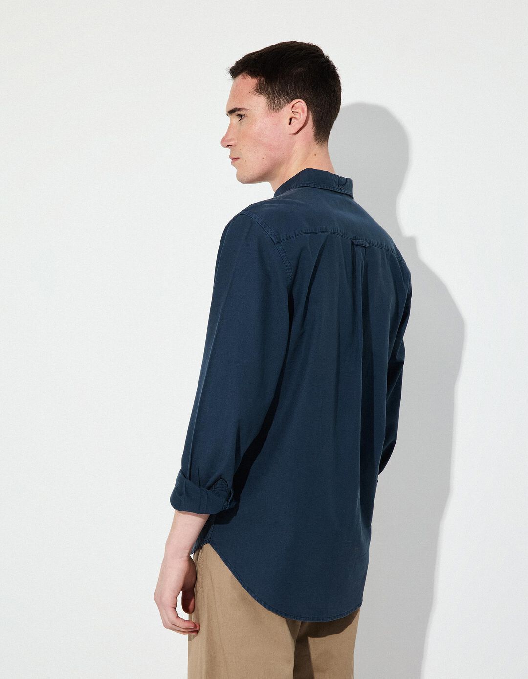Camisa de Manga Comprida Oxford, Homem, Azul Escuro