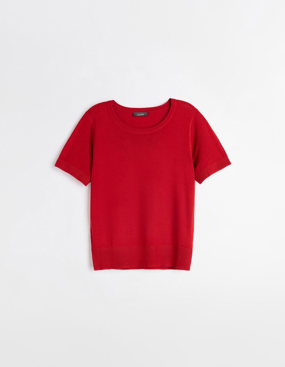Camisola Manga Curta Malha, Mulher, Vermelho Escuro 