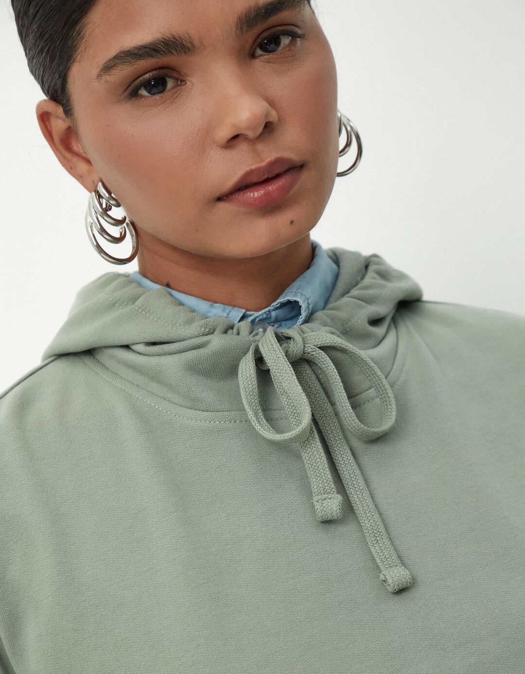 Sweatshirt Capuz, Mulher, Verde Claro