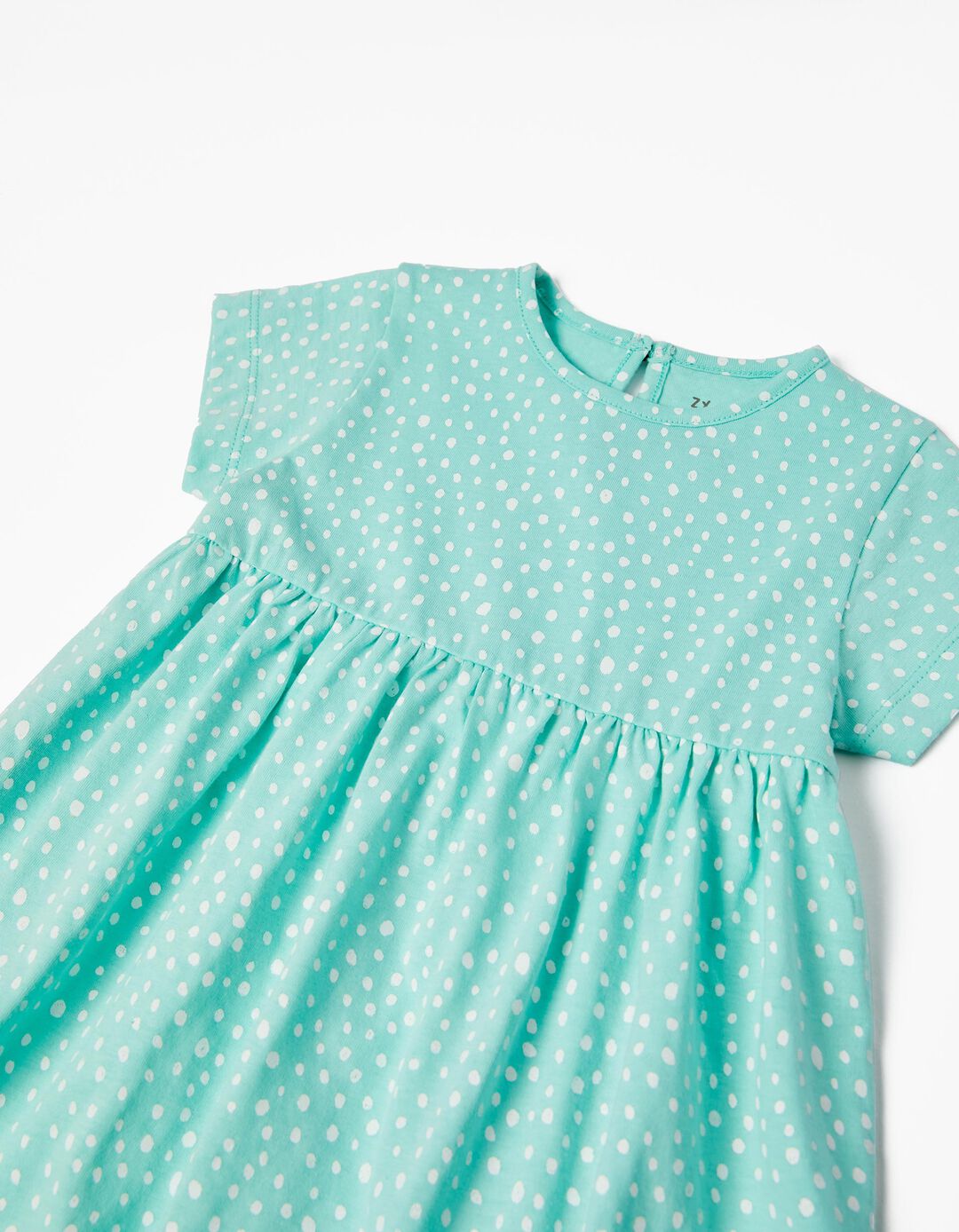 Vestido de Algodão Estampado para Bebé Menina, Verde Água