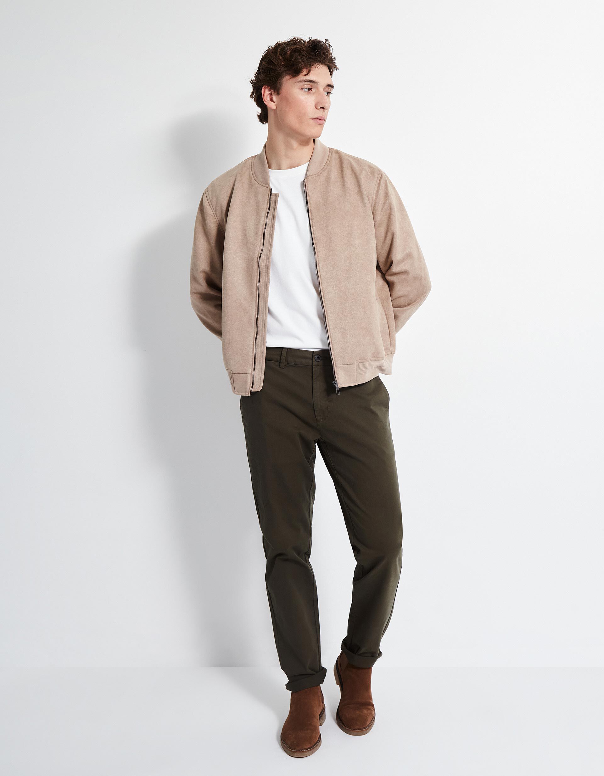 Cal&ccedil;as Chino Slim, Homem, Verde Escuro