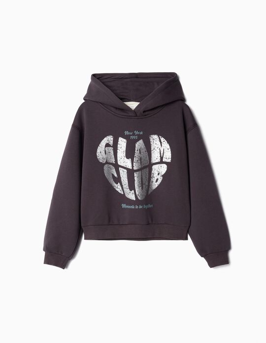 Comprar Online Sweatshirt Capuz Estampado, Menina, Cinzento Escuro
