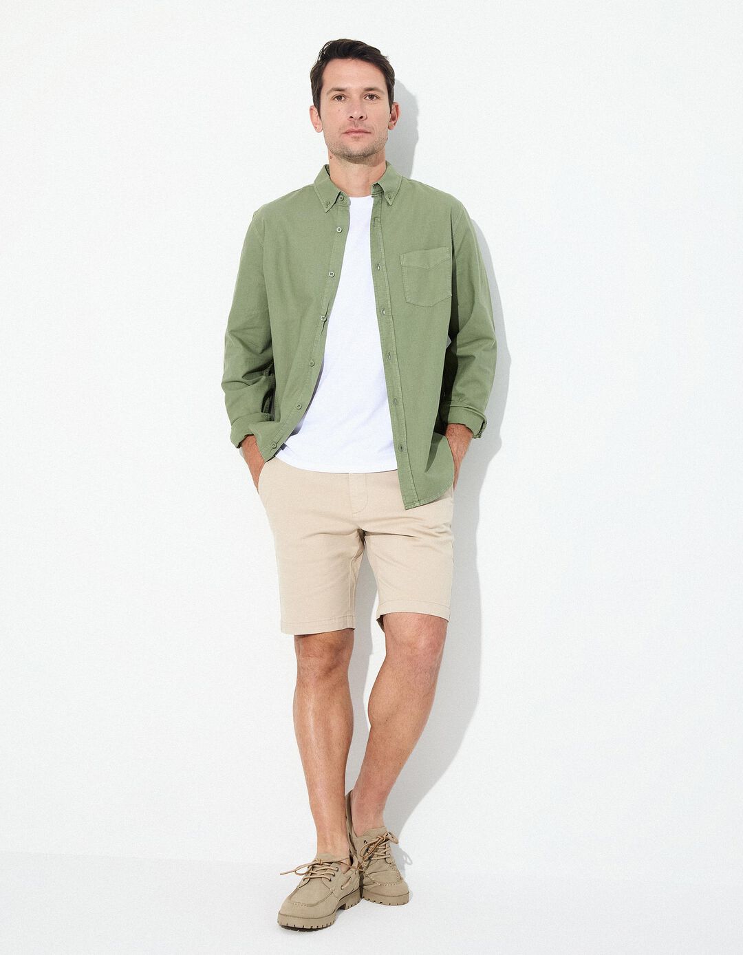 Camisa de Manga Comprida Oxford, Homem, Verde