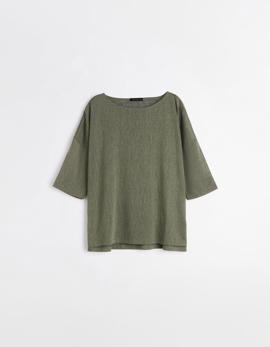 T-shirt de Manga Comprida, Mulher, Verde Escuro