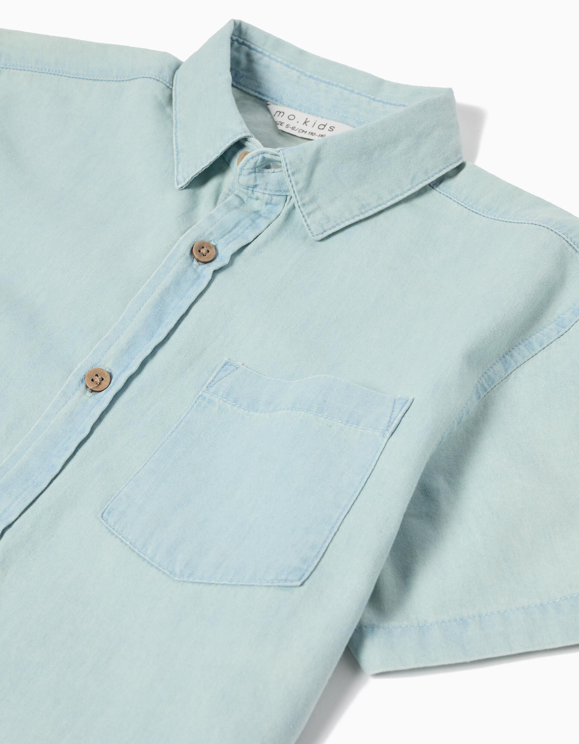 Camisa de Ganga, Menino, Azul Claro
