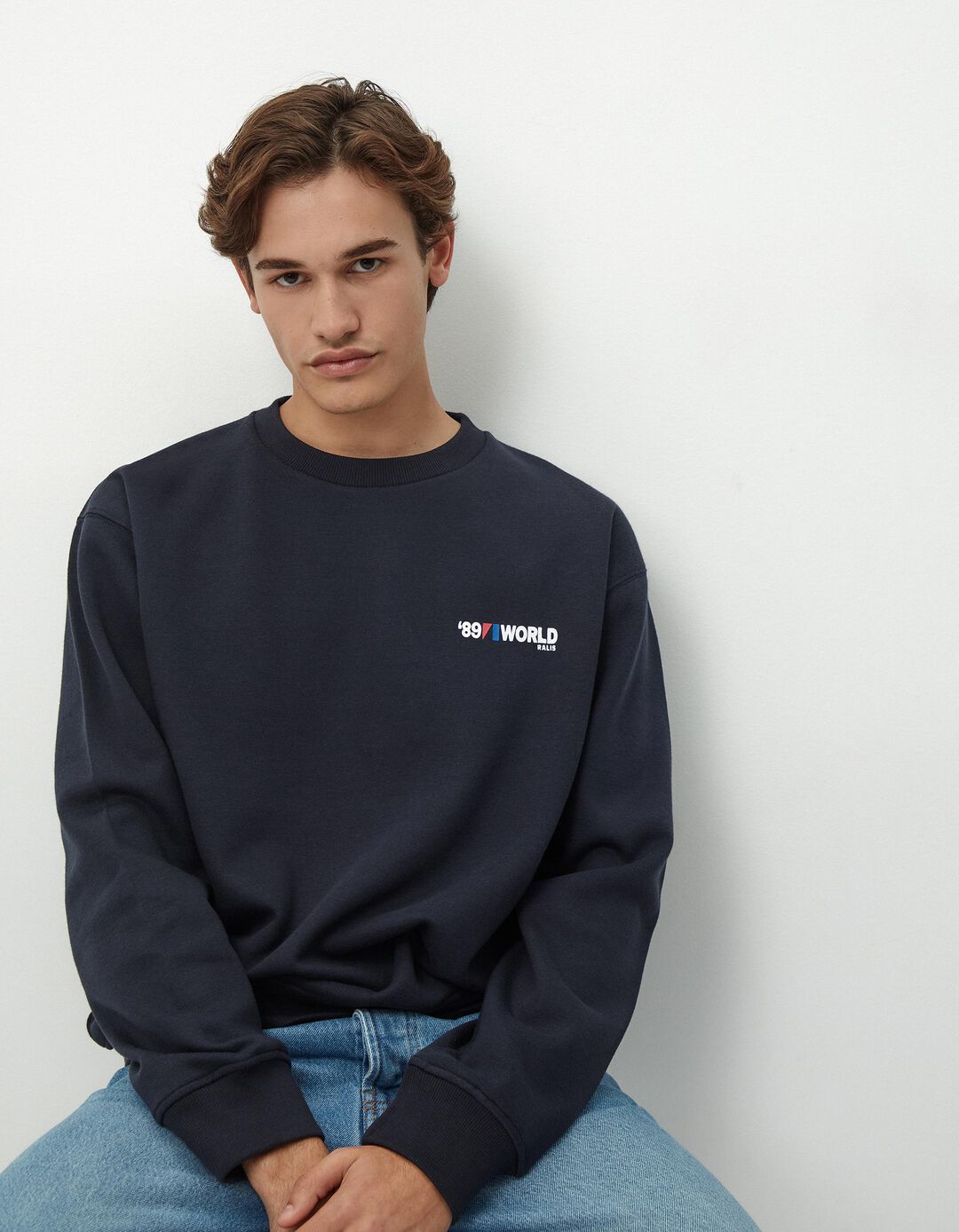 Sweatshirt de Felpa Estampado, Homem, Azul Escuro