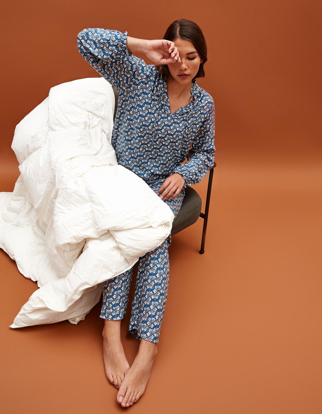 Pijama Estampado, Mulher, Azul Escuro