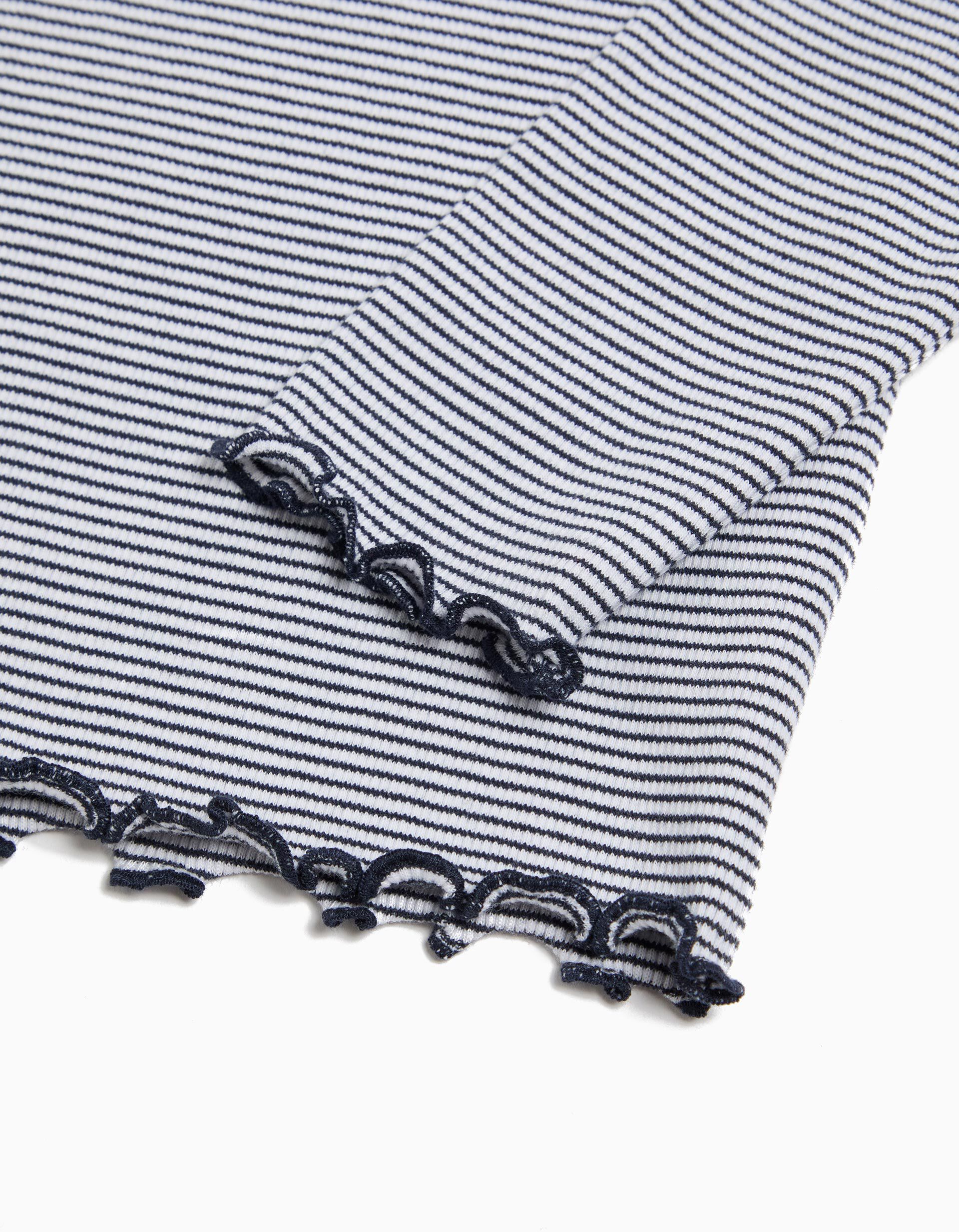 Comprar Online T-shirt de Manga Comprida Riscas, Menina, Azul Escuro