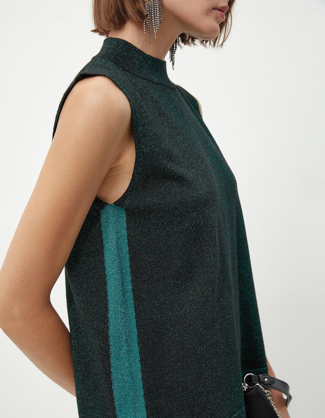 Colete Malha Lurex, Mulher, Verde