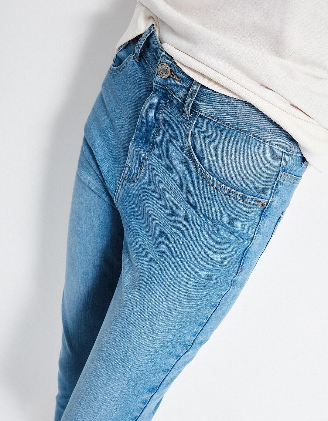 Calças de Ganga Skinny, Mulher, Azul Claro