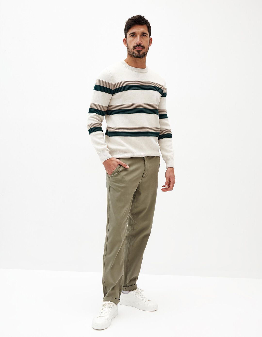 Cal&ccedil;as Chino Slim, Homem, Verde Escuro