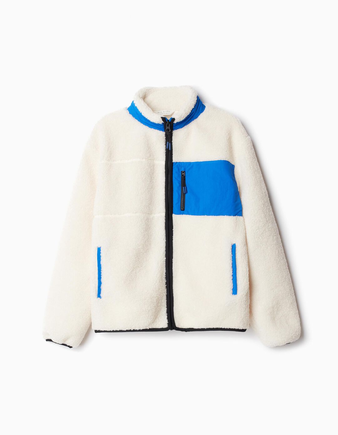 Casaco Sherpa Fecho de Correr, Menino, Branco