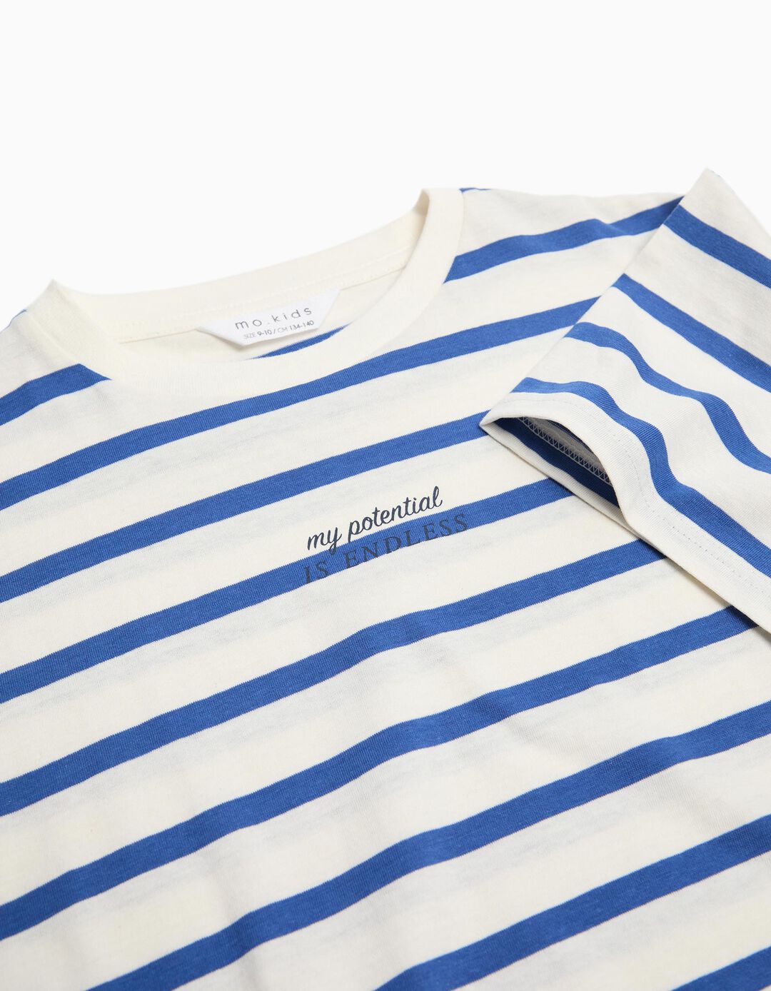 T-shirt Riscas, Menina, Azul