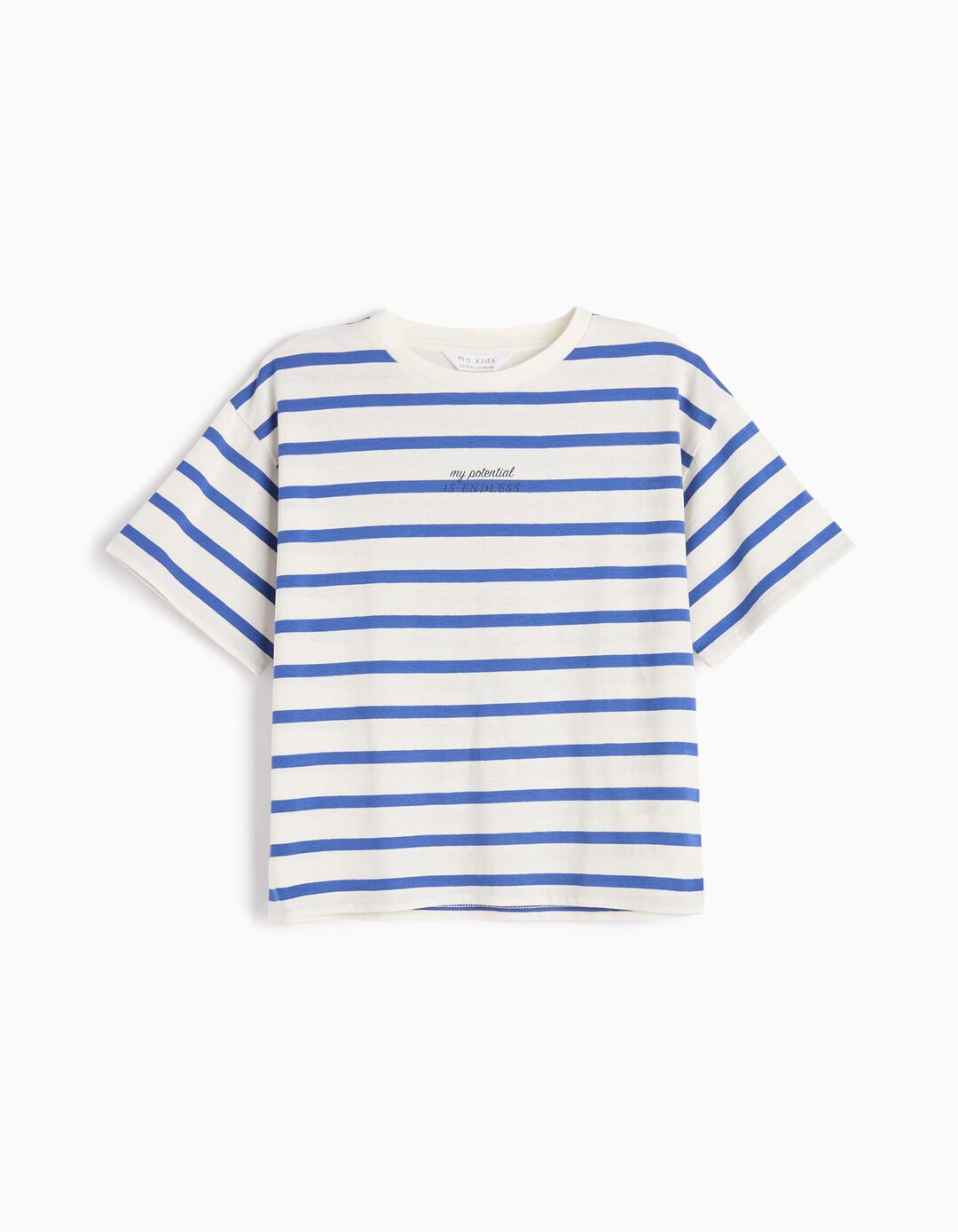 T-shirt Riscas, Menina, Azul