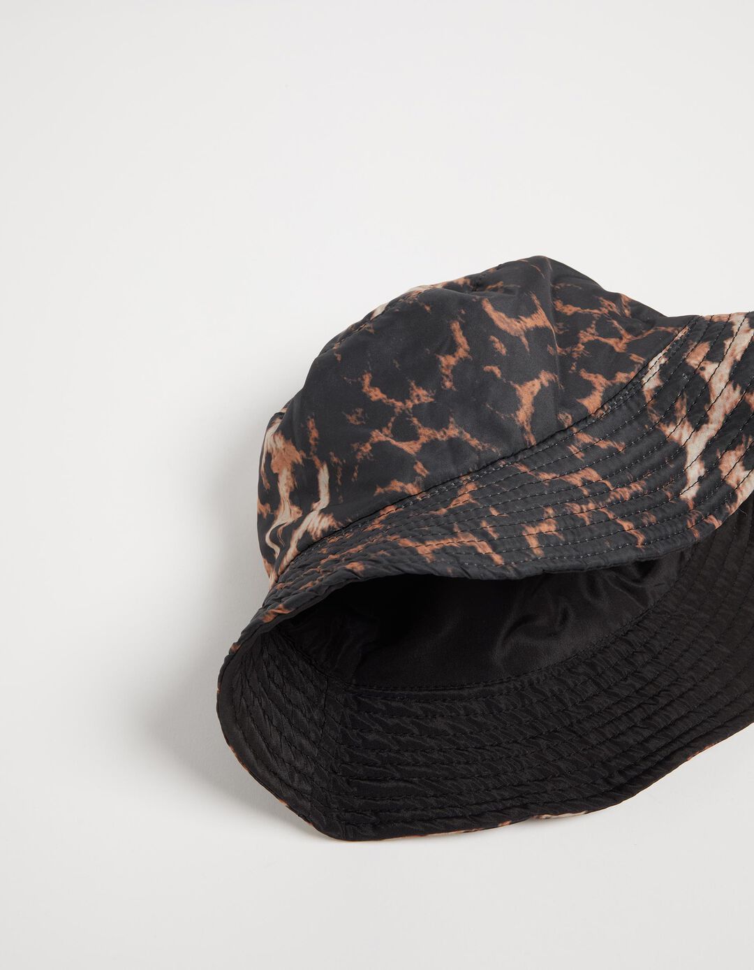 Chapéu Reversível Estampado Leopardo, Mulher, Preto