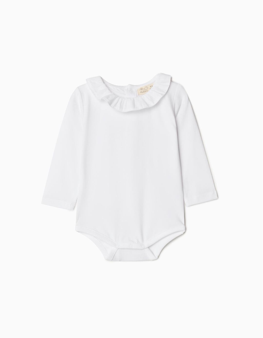 Body de Manga Comprida Gola, Rec&eacute;m-nascido, Branco