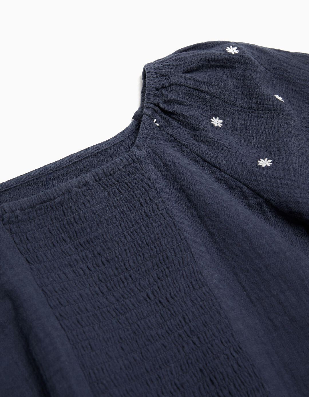 Blusa com Bordado, Menina, Azul