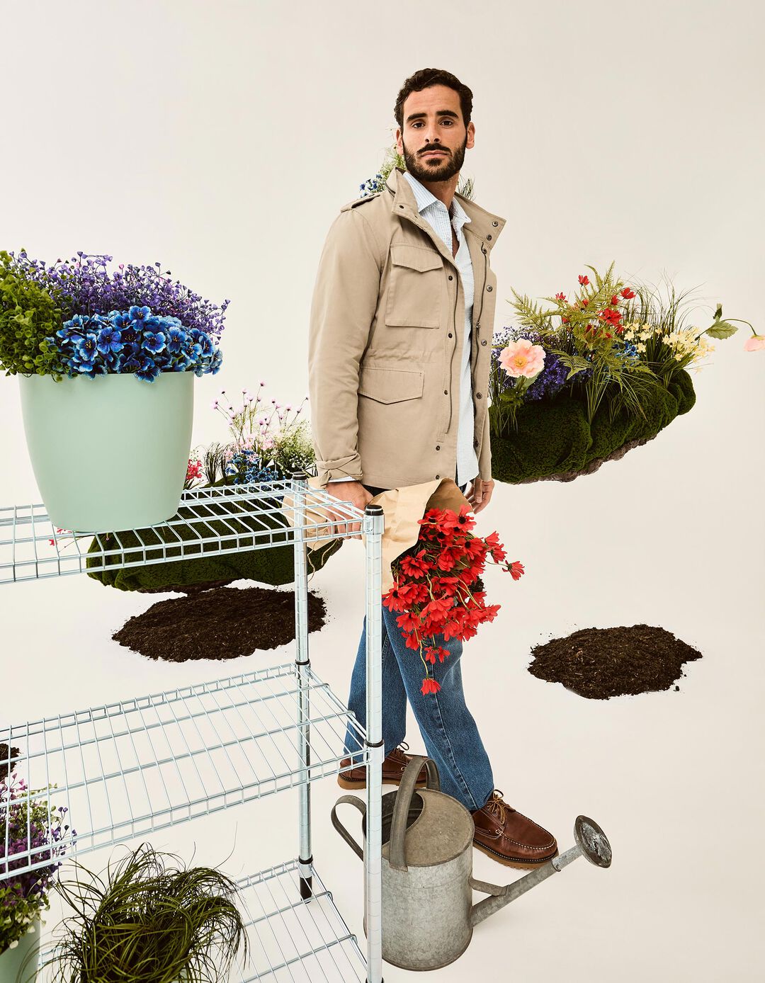 Parka Estilo Militar, Homem, Bege Escuro