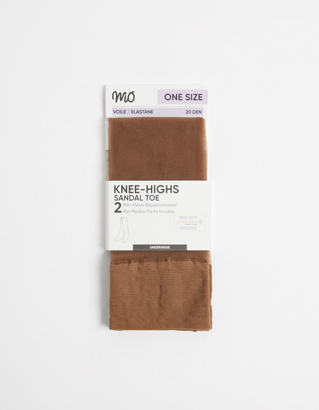 Pack 2 Pares de Mini-Meias 20DEN, Mulher, Castanho