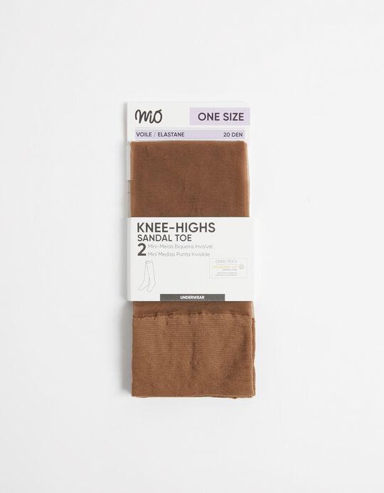 Comprar Online Pack 2 Pares de Mini-Meias 20DEN, Mulher, Castanho