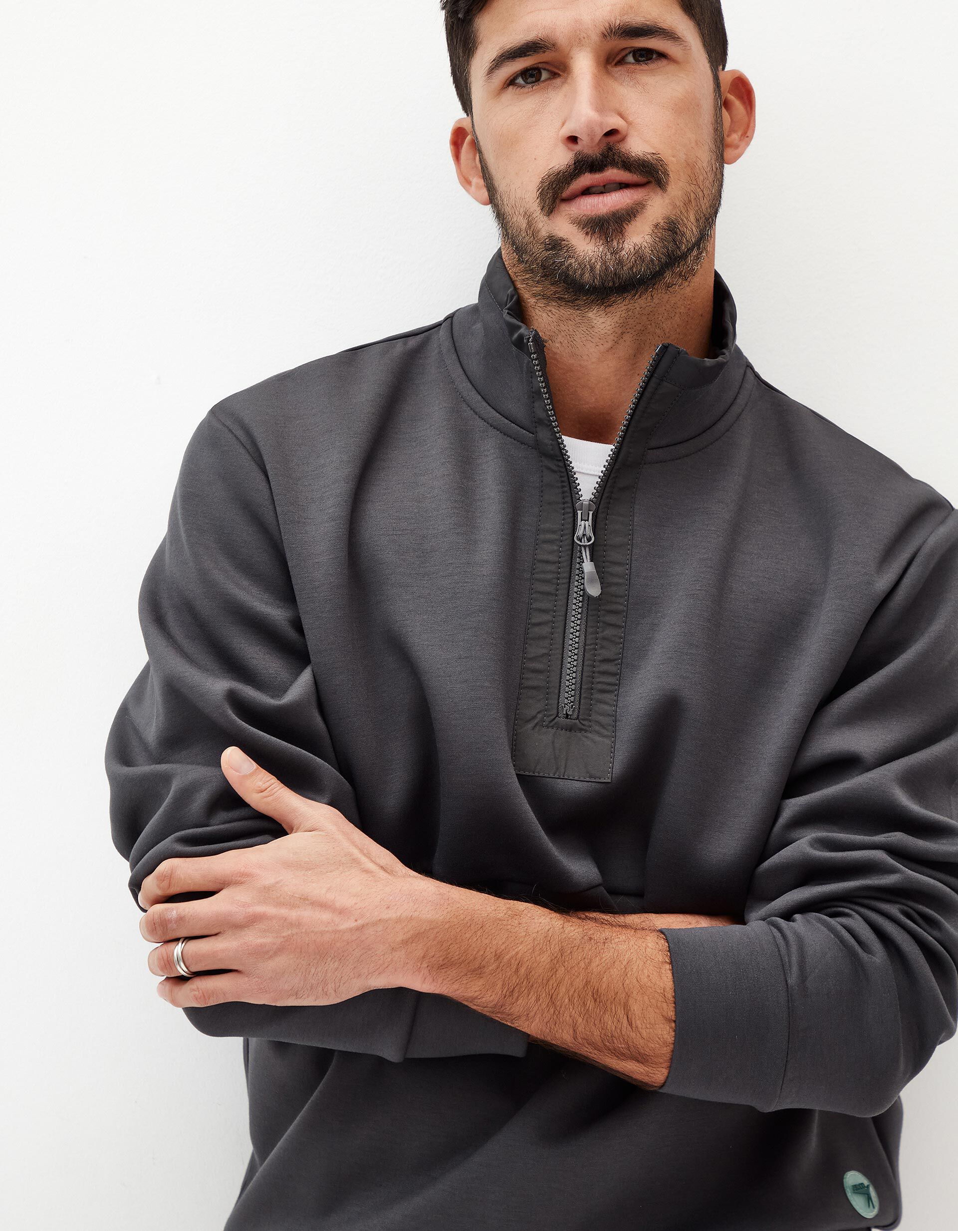 Comprar Online Sweatshirt Fecho de Correr, Homem, Cinzento Escuro