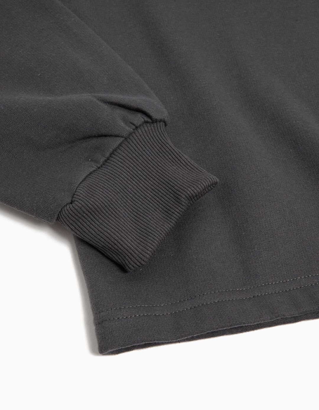 Sweatshirt Cropped de Felpa Capuz, Menina, Cinzento Escuro