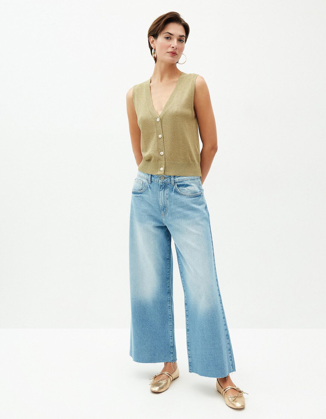 Calças de Ganga Culotte, Mulher, Azul