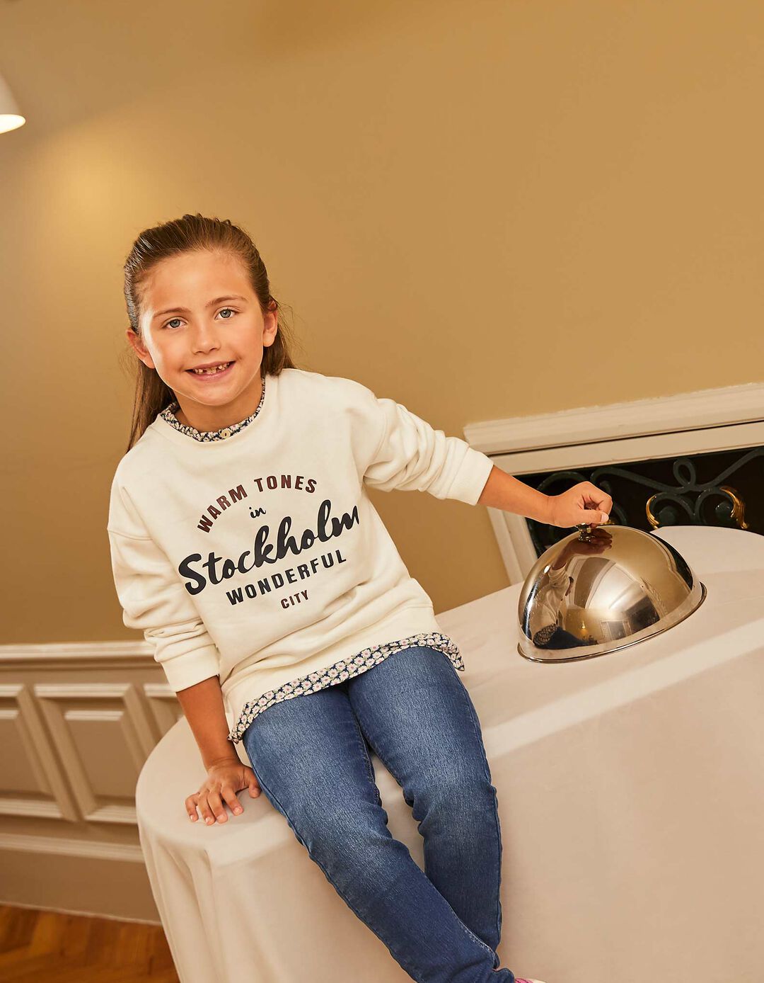 Sweatshirt de Felpa, Menina, Branco
