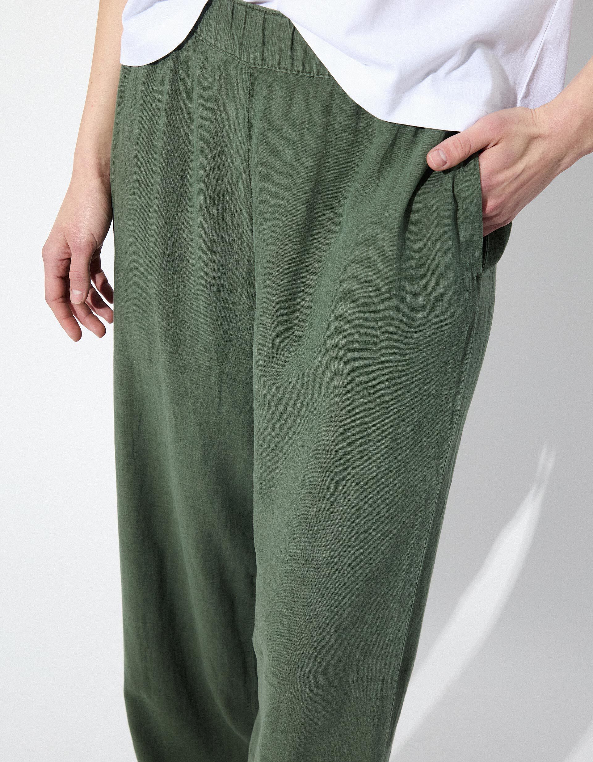 Comprar Online Cal&ccedil;as de Linho, Mulher, Verde Escuro