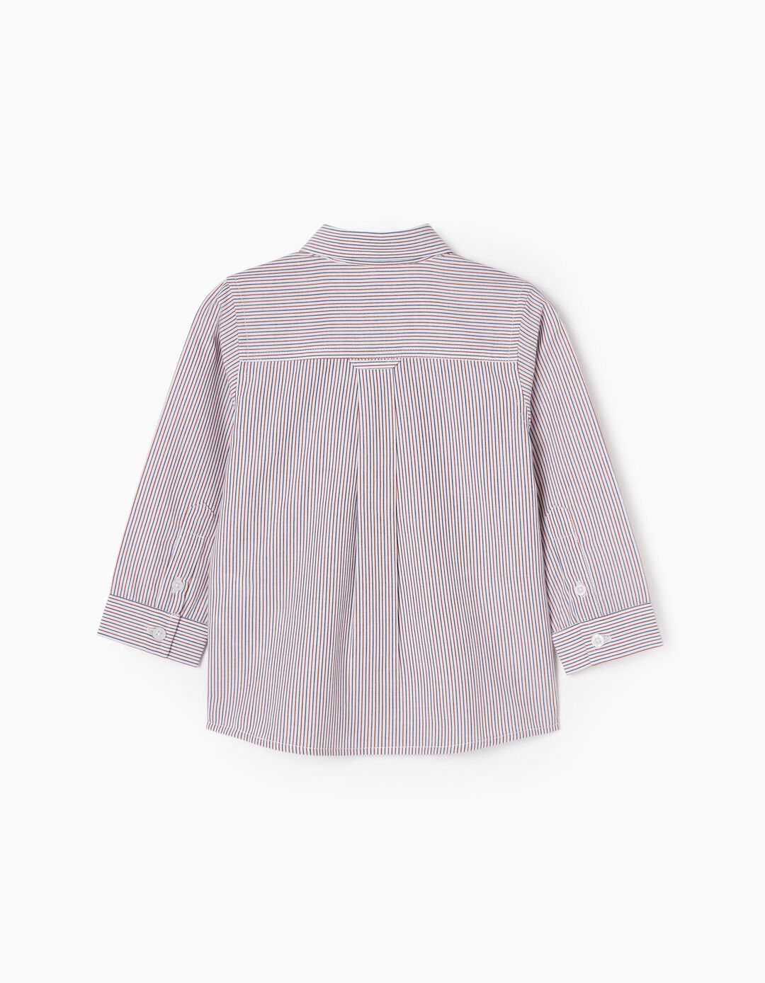 Camisa de Algodão às Riscas para Bebé Menino, Branco/Camel/Azul