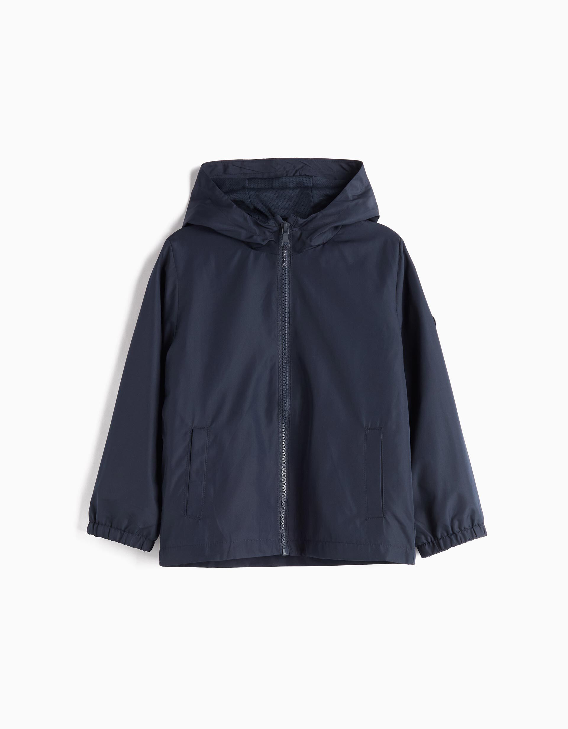 Casaco Acolchoado Capuz, Menino, Azul Escuro