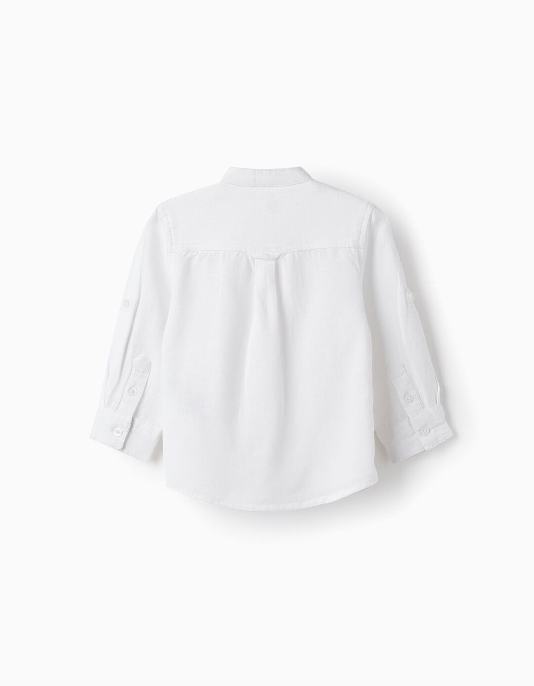 Camisa de Manga Comprida de Linho para Menino, Branco