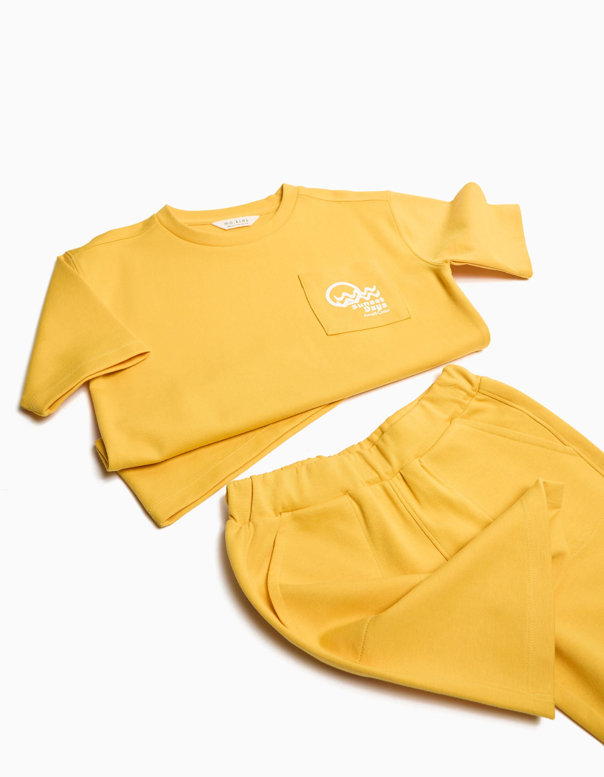 Conjunto T-Shirt e Cal&ccedil;&otilde;es, Menino, Amarelo