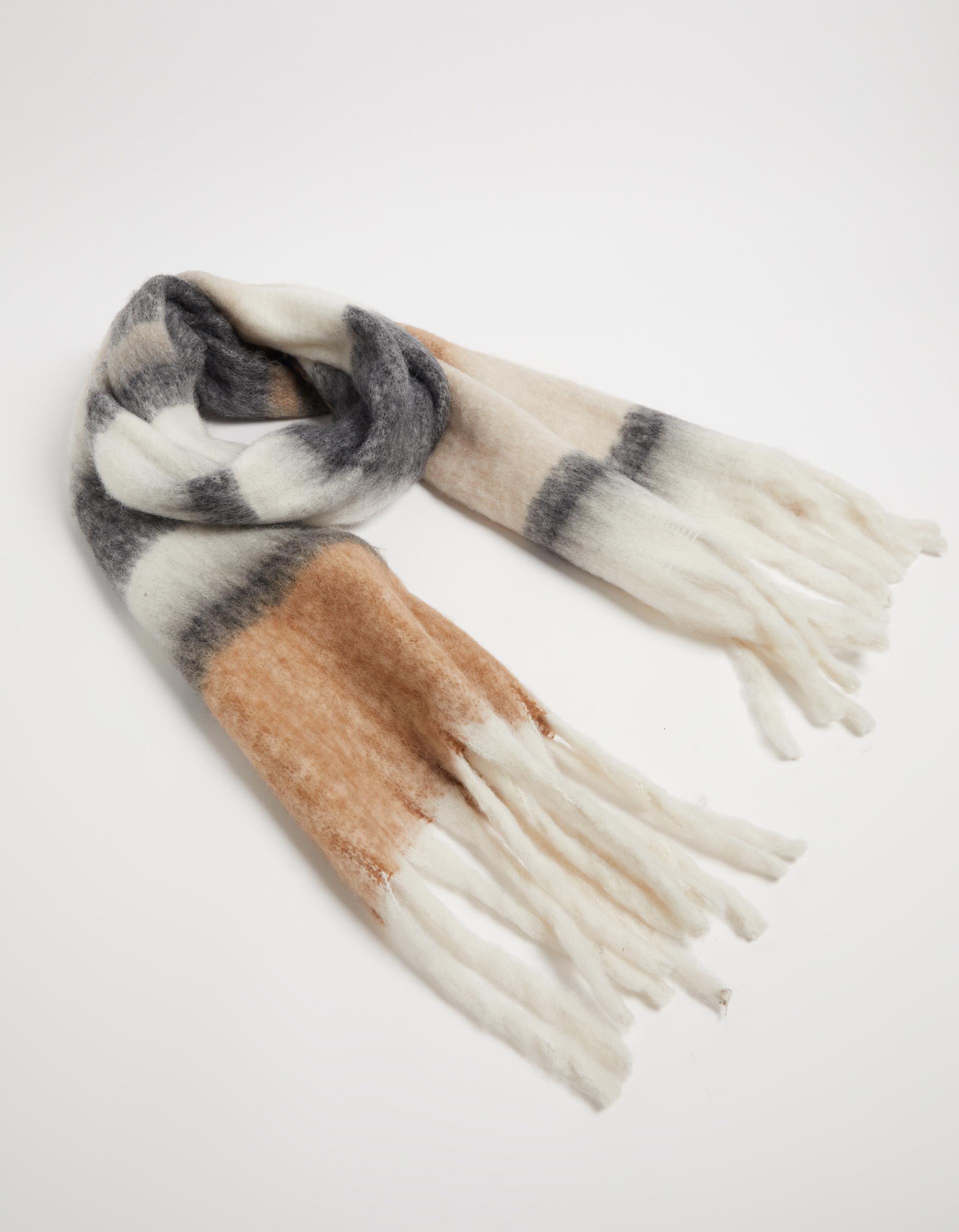 Comprar Online Cachecol Comprido Riscas, Mulher, Castanho