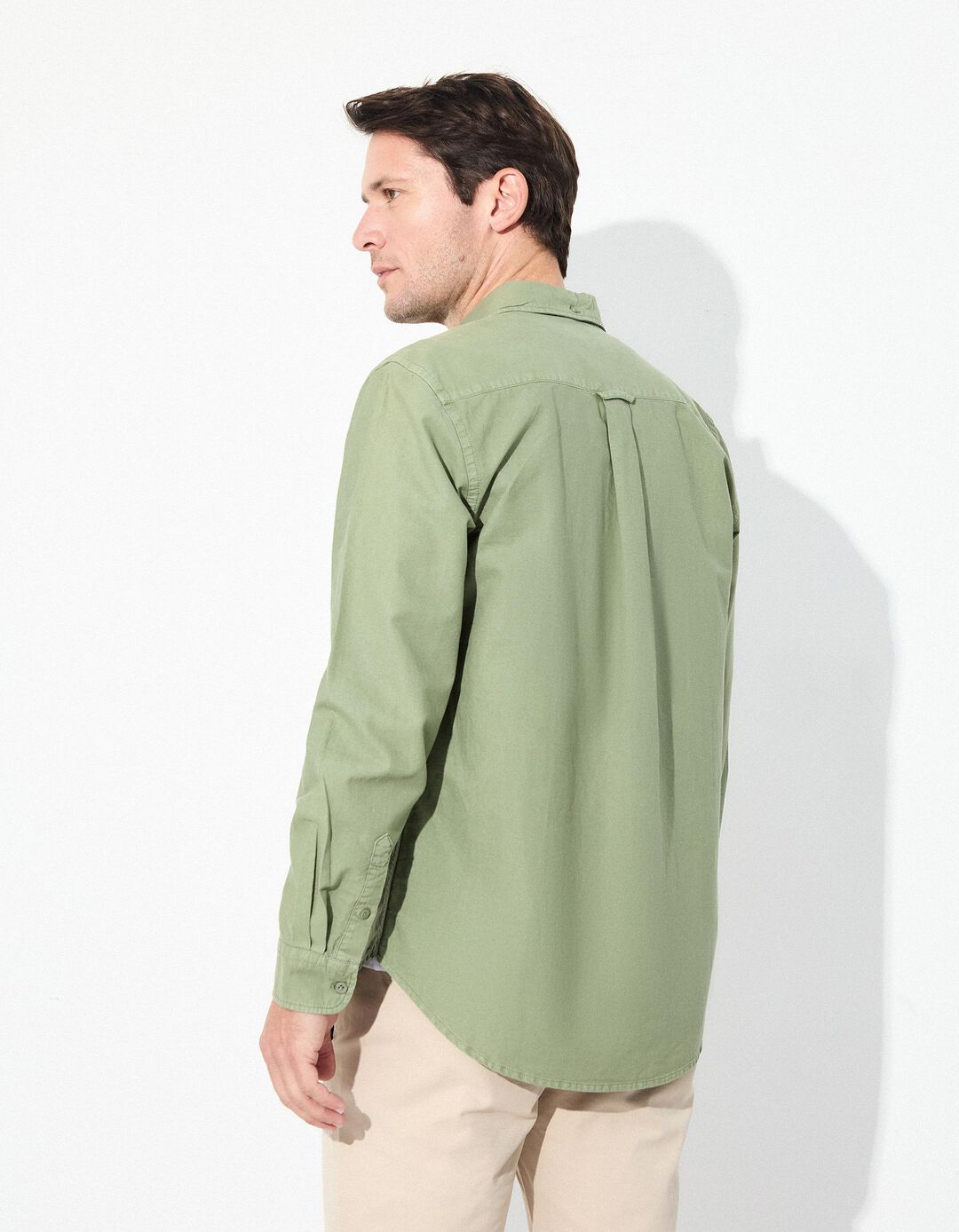 Camisa de Manga Comprida Oxford, Homem, Verde